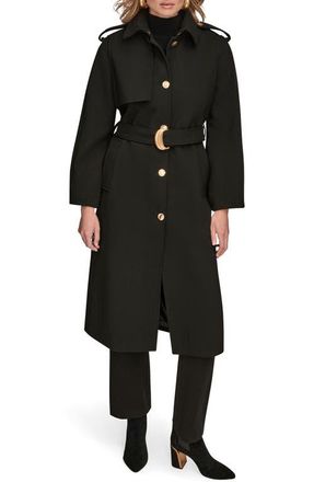 DKNY Modern Crepe Trench Coat in Black at Nordstrom, Size X-Small