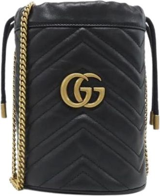 Gucci Pre-owned Bolso de Hombro GG Marmont Acolchado Chevron de Piel - Pre-owned - Mujer - Negro - ONE SIZE