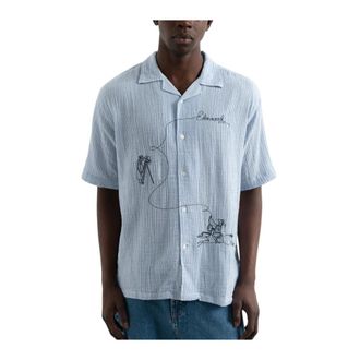 Edmmond Studios Western Shirt - Heren - Korte mouwen Overhemden - Blauw - L - Katoen - Overhemden