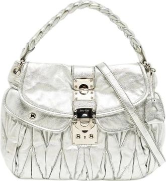 Miu Miu Pre-owned Handbags, female, Gray, Size: ONE SIZE Pre-owned Leather Shoulder Bag