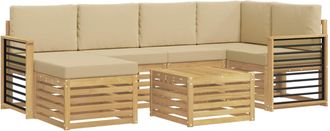 vidaXL Conjunto De Sof&aacute;s De Exterior 7 Uds. Y Beige Poli&eacute;ster Vidaxl
