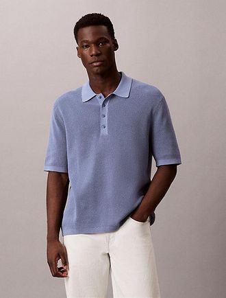Calvin Klein Katoenen wafelgebreid poloshirt