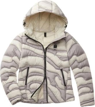 Blauer Grijze Winterjas Camouflage Ge&iuml;nspireerd - Dames - Winterjassen - Veelkleurig - S - Nylon - Jassen