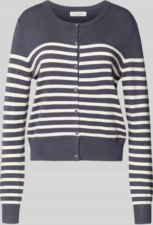 Christian Berg Strickjacke aus Viskose-Mix mit Streifenmuster in Dunkelgrau, Gr&ouml;&szlig;e XXL