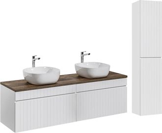 Petits Meubles Conjunto mueble lavabo doble 160cm tableros laminados blanco