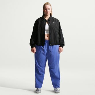 Nike Womens Nike Sportswear Oversized High-Waisted Woven Pants (Plus Size) in Blue | IO6233-460