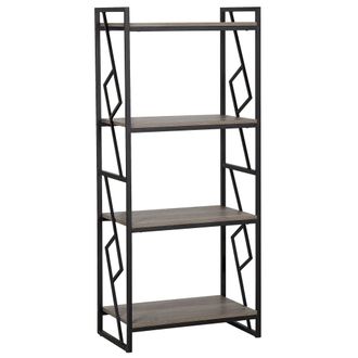 Beliani Beliani - Estanter&iacute;a De 4 Baldas Con Marco De Metal Negro Madera Oscura Estantes Abiertos Minimalista Industrial Forres