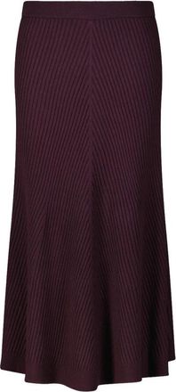 Victoria Beckham Geribbelde Gebreide Midirok - Dames - Midirokken - Bruin - L - Wol - Rokken