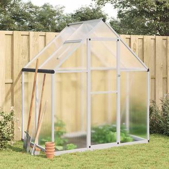 Berkfield Home Greenhouse with Base Frame Silver 169x114x195 cm Aluminium | Size: 169 x 114 x 195 cm