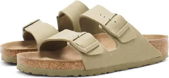 Birkenstock Mens Arizona Rivet Logo Vegan Sandals In Faded Khaki