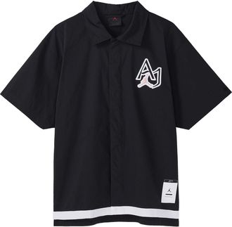 Nike Jordan Mens Air Jordan Logo Embroidered Casual Short Sleeve Shirt Black DM1417-010
