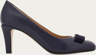 Ferragamo Donna Pump fiocco Vara Blu Taglia 34.5
