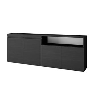 Skraut Home Aparadores Para Sal&oacute;n, Gran Capacidad De Almacenaje, 200x75x35cm, 4 Puertas, Armario, Zapatero, Estilo Moderno, Negro - Skraut Home