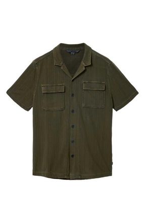 John Varvatos Amadora Organic Cotton Button-Up Camp Shirt in Teakwood at Nordstrom, Size X-Small