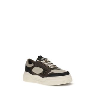 Fendi Mens Black Calf Leather Bos Taurus Chunky Sneakers