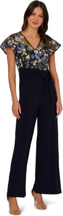 Adrianna Papell Womens Embroidered Combo Jumpsuit - Multicolour - Size 12 UK