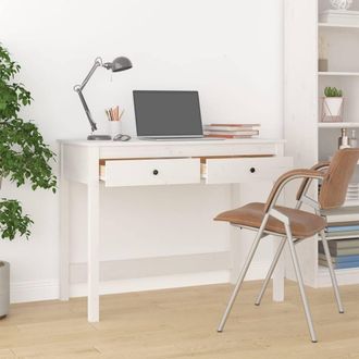 Berkfield Home Beautiful Desk with Drawers White 100x50x78 cm Solid Wood Pine | Size: 100 x 50 x 78 cm