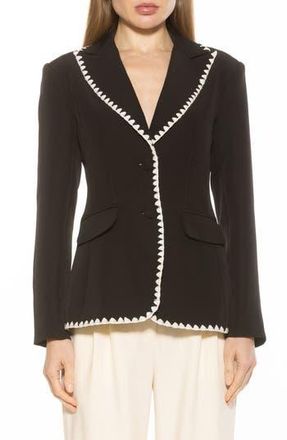 Alexia Admor Contrast Embroidered Blazer in Black at Nordstrom Rack, Size 10