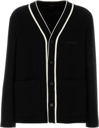 Gucci Black V-Neck Logo Cardigan
