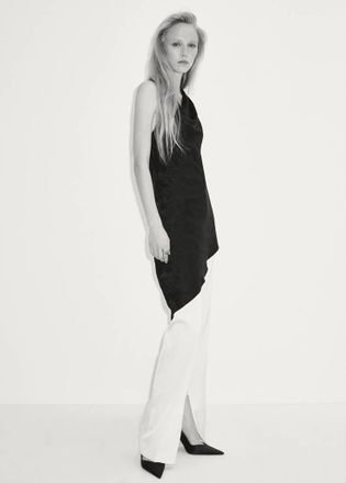 Mango Top jacquard asimmetrico nero - Donna - S - MANGO