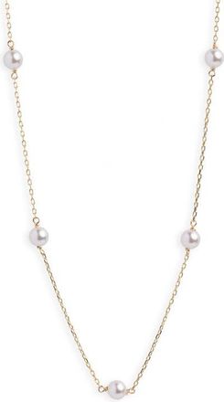 Argento Vivo Freshwater Pearl Station Necklace in Gold at Nordstrom
