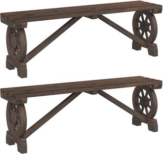 vidaXL Bancos De Jard&iacute;n 2 Unidades Madera Maciza De Abeto Vidaxl