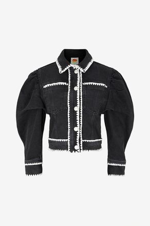 Farm Rio Kurze Jeansjacke aus bestickter Baumwolle Romantic