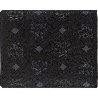 MCM Bifold Wallet in Visetos With Card Case in Black at Nordstrom