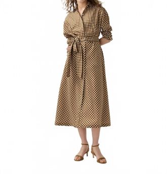 Ann Mashburn Charlie Shirtwaist Dress In Brown/ivory