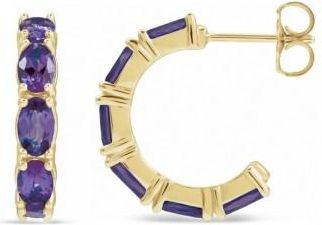 Allurez Oval Amethyst Hoop Earrings 14K Yellow Gold (2.76ct)