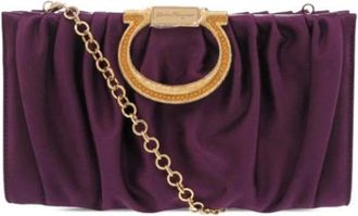 Ferragamo Pre-owned Clutches, female, Purple, Size: ONE SIZE Pre-owned Satin Frame Crossbody Bag