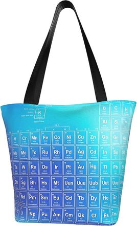 AOOEDM Chemistry Element Blue Reusable Grocery Bag Shopping Bag Casual Shoulder Bag Handbag for Men Women ECO Market Bag Beach Bag Travel Totes