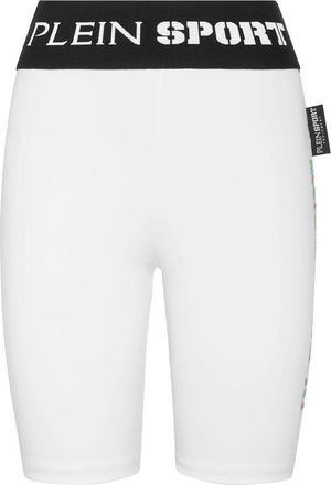 Plein Sport Leggings - Dames - Korte sportbroeken - Wit - XS - Katoen - Fitness