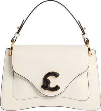 Coccinelle Leather cross body bag shoulder bag C-Me Calf & Marb Handbag Pearl creme-white