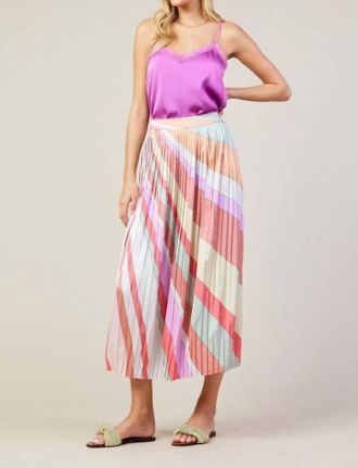Skies Are Blue Clothing Frank Stella Graphic Rainbow Lines Print Midi Skirt In Multi