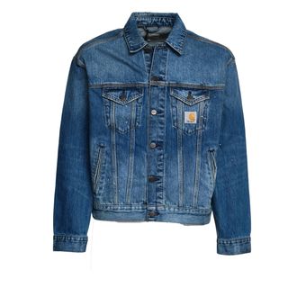 Carhartt Work in Progress Heavy Denim Jacket with Triple Stitching and Adjustable Features