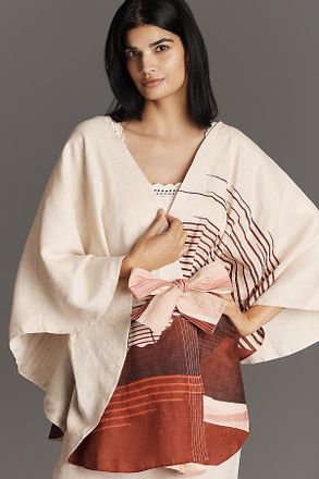 Juan de Dios Cavalo Linen Reversible Poncho Top