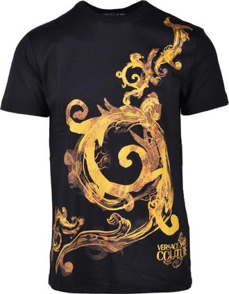 Versace Jeans Couture Katoenen T-shirt met Stijlvol Ontwerp - Heren - T-shirts - Zwart - S - Katoen - Tops