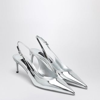 Dolce & Gabbana Dolce&Gabbana Metallic Silver Leather Slingback With D&eacute;collet&eacute;
