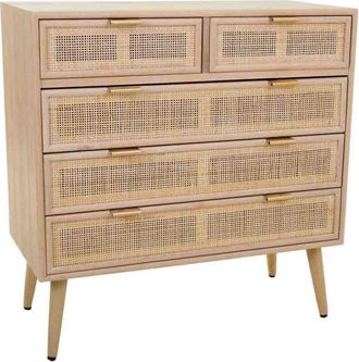 Wanderlust Deco C&oacute;moda De Madera Y Rejilla Marr&oacute;n 80x39.5x81