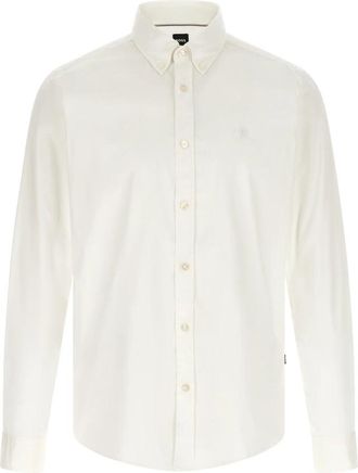 HUGO BOSS H-Roan Button Down Shirt - Heren - Zakelijke Overhemden - Wit - S - Katoen - Overhemden
