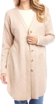 Karen Kane Laken Long Sleeve Shirttail Cardigan In Oatmeal