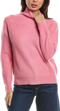 Fort&eacute; Cashmere Fashioned Rib Funnel Neck 100% Cashmere Sweater
