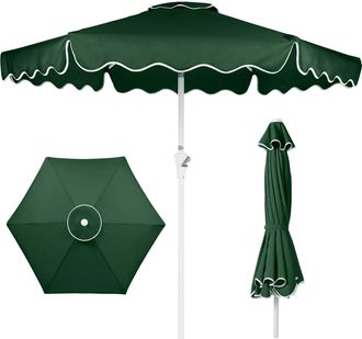 Best Choice Products 7.5ft Patio Market Umbrella with Wavy Trim, Fade-Resistant, Crank & Tilt, Wind Vent - Green
