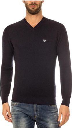 Armani Jeans Stijlvolle Sweater Pullover - Heren - V-hals truien - Blauw - S - Truien & Vesten