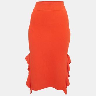 Opening Ceremony Orange Knits Side Flounce Pencil
