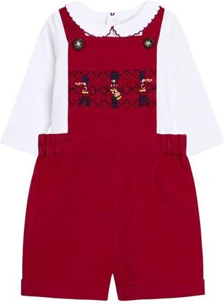 JoJo Maman Bébé Smocked Overalls & Bodysuit in Red at Nordstrom, Size 12-18M