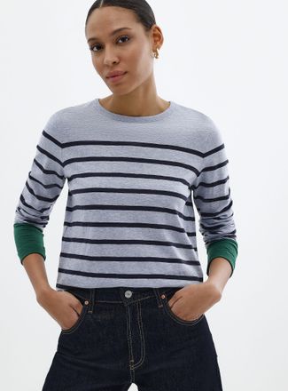Contemporaine Womens Striped slub organic cotton T-shirt
