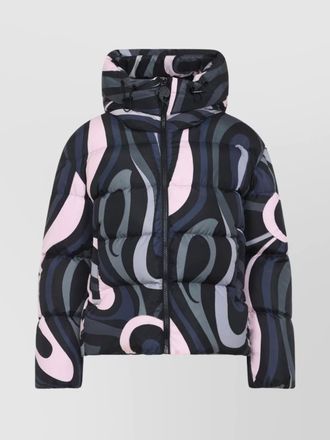 Pucci hooded padded nylon jacket with elastic cuffs
