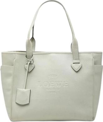 Loewe Pre-owned Tote Bag - Dames - Vintage Shopper - Wit - ONE Size - Leer - Vintage